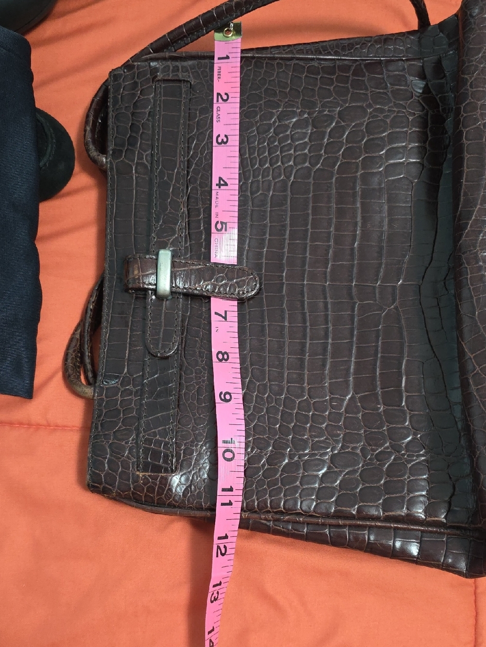 Talbots Dark Brown Croc-Embossed Leather Shoulder Tote - Picture 8 of 8